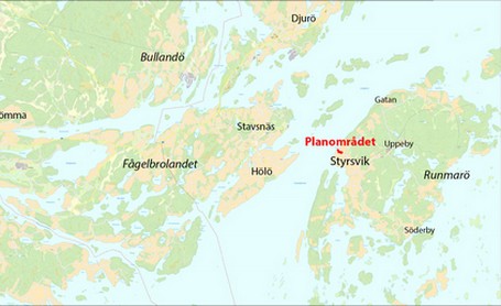 Planområdet markerat med rött. Kartbild.