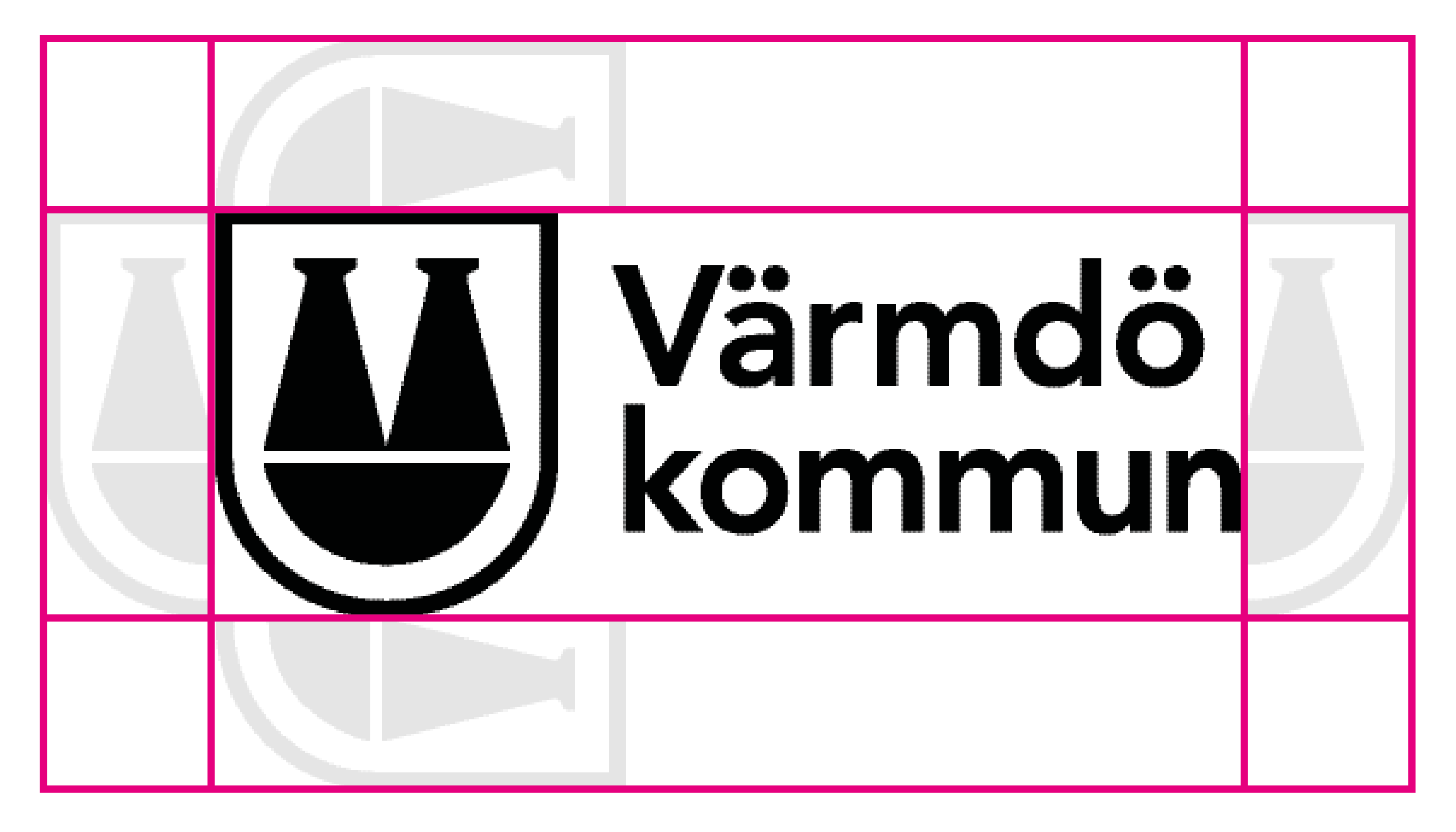 Värmdö kommuns logotyp med med angiven frizon runtom.