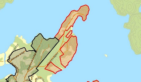 Kartbild med svart markering över aktuellt område.