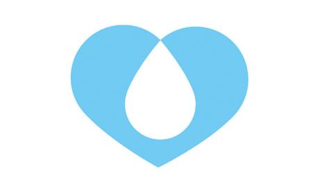 Ett blått hjärta som symboliserar vatten.