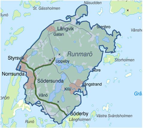 Karta över Runmarö. 