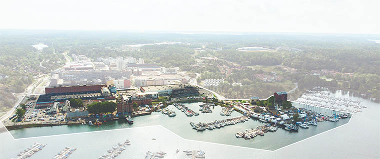 Bild på hamnområdet - Gustavsbergs hamn
