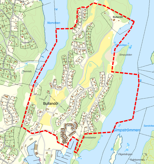 Karta med området markerat i rött.