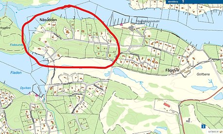Kartbild över PFO I8 Näsudden-Ingarö varv.